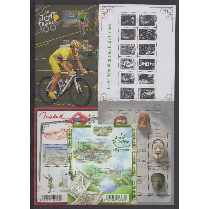 Acheter cette série de timbres et ces 16 blocs feuillets de France  de l'année 2013 (No 4711/4831 - BF133 - C1520A).