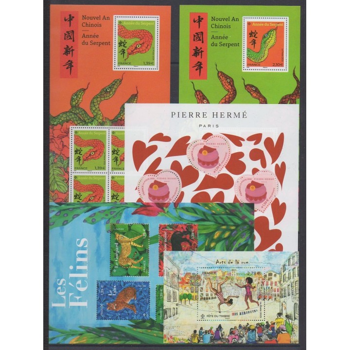 Buy the stamps and the 20 souvenir sheets of France of the year 2025 (Nb 5838/5945 - BF159 - PA 95 - S188/S189).
