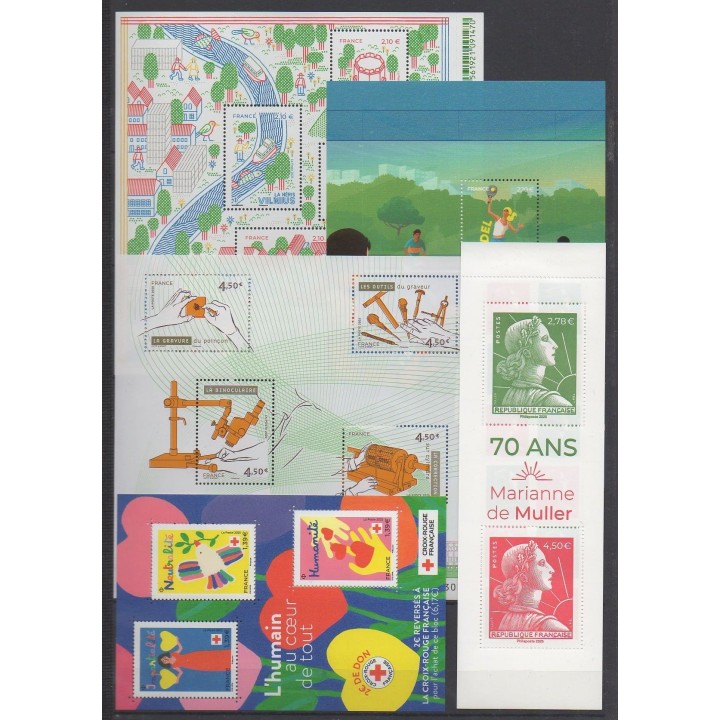 Buy the stamps and the 20 souvenir sheets of France of the year 2025 (Nb 5838/5945 - BF159 - PA 95 - S188/S189).