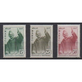 Buy this set of stamps of Morocco of the year 1957 (Nb 374/376).