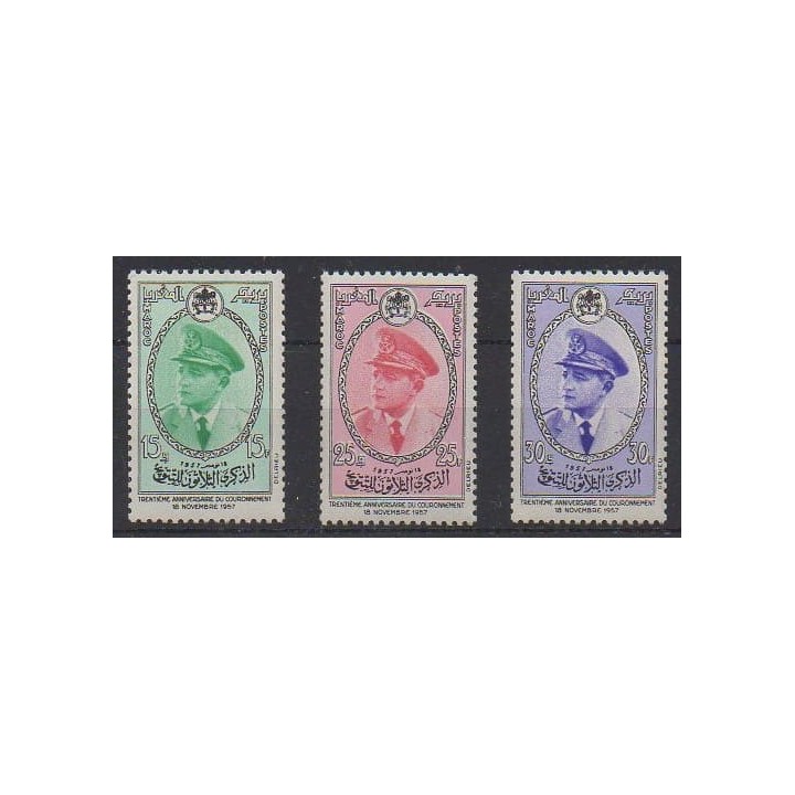 Acheter cette série de timbres du Maroc de l'année 1957 (No 380/382).