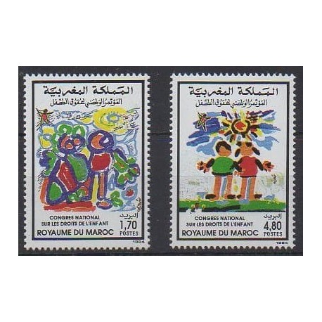 Morocco - 1994 - Nb 1158/1159 - Childhood - Children's drawings