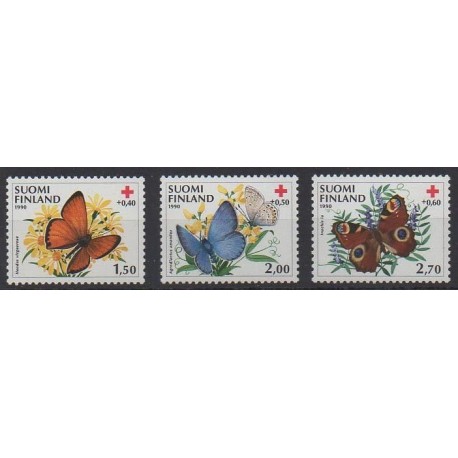 Finland - 1990 - Nb 1076/1078 - Insects - Health or Red cross