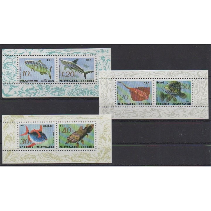 Acheter ces 3 blocs feuillets de Corée du Nord de l'année 1993 (No BF124/BF126).