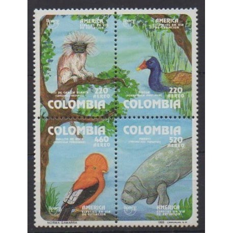 Colombie - 1993 - No PA870/PA873 - Animaux