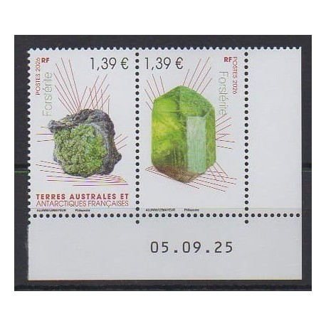 TAAF - 2026 - Forstérite avec erreur et coin daté - Minéraux