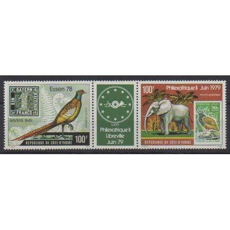 Ivory Coast - 1978 - Nb PA70A - Animals - Stamps on stamps