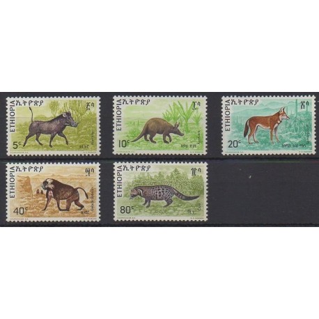 Éthiopie - 1975 - No 736/740 - Mammifères - Neufs avec charnière