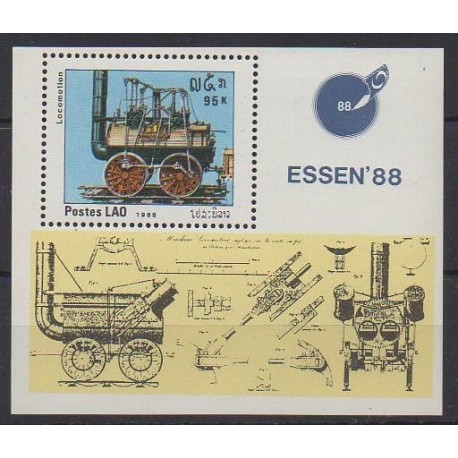 Laos - 1988 - Nb BF100 - Trains - Philately