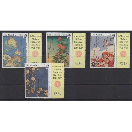 Gambia - 1989 - Nb 813/816 - Flowers - Birds - Paintings