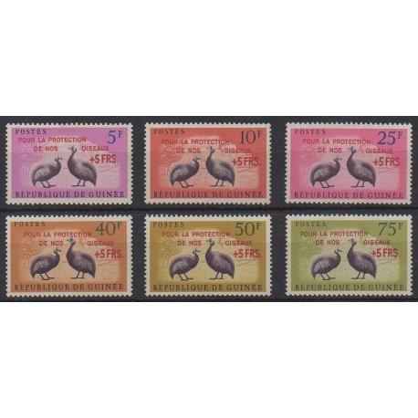 Guinea - 1962 - Nb 87/92 - Birds - Environment - Mint hinged