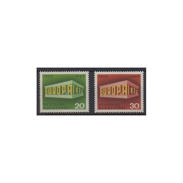 Acheter cette série de timbres de l'Allemagne occidentale (RFA) de l'année 1969 (No 446/447).