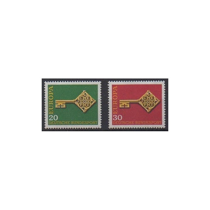 Acheter cette série de timbres de l'Allemagne occidentale (RFA) de l'année 1968 (No 423/424).