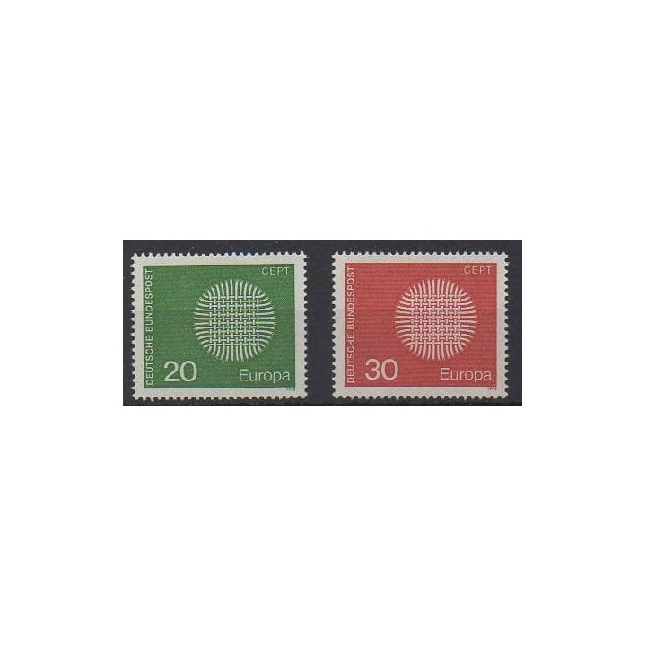 Acheter cette série de timbres de l'Allemagne occidentale (RFA) de l'année 1970 (No 483/484).