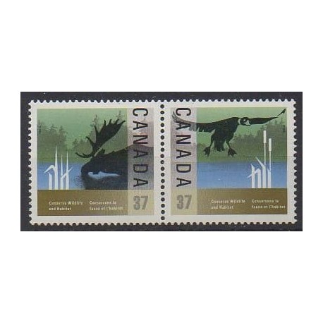 Canada - 1988 - No 1046/1047 - Animaux - Espèces menacées - WWF - Environnement