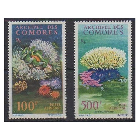 Comores - Poste aérienne - 1962 - No PA5/PA6 - Vie marine - Neufs avec charnière