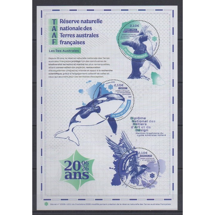 Buy this stamp of FSAL of the year 2026 (Réserve naturelle des TAAF).