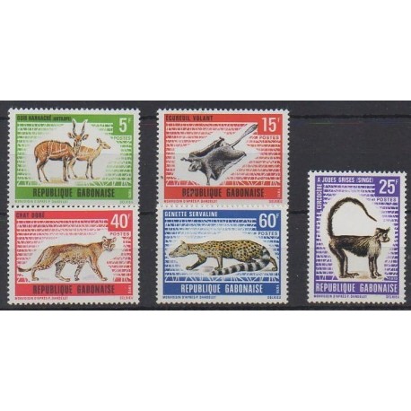 Gabon - 1970 - Nb 261/265 - Mamals - Mint hinged