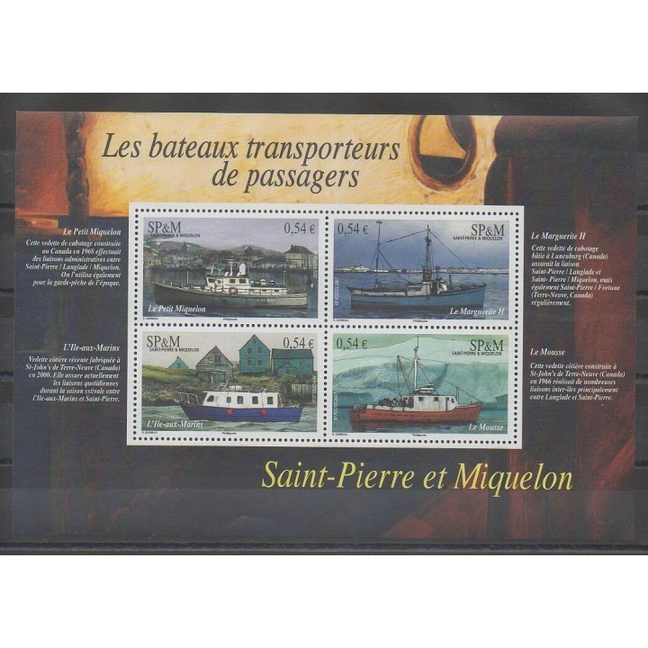 Timbres - Saint-Pierre et Miquelon - Blocs et feuillets - 2007 - No BF 12 - Bateaux