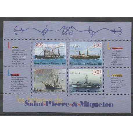Saint-Pierre et Miquelon - Blocs et feuillets - 1999 - No BF7 - Bateaux