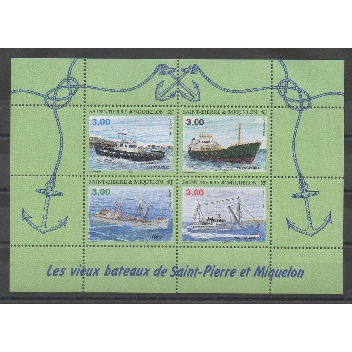 Timbres - Saint-Pierre et Miquelon - Blocs et feuillets - 1996 - No BF 5 - Bateaux