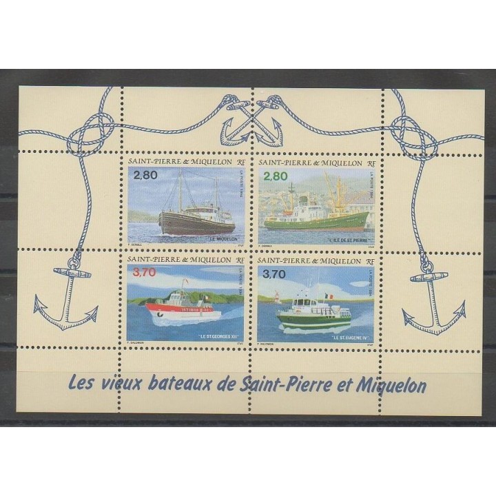 Timbres - Saint-Pierre et Miquelon - Blocs et feuillets - 1994 - No BF 4 - Bateaux