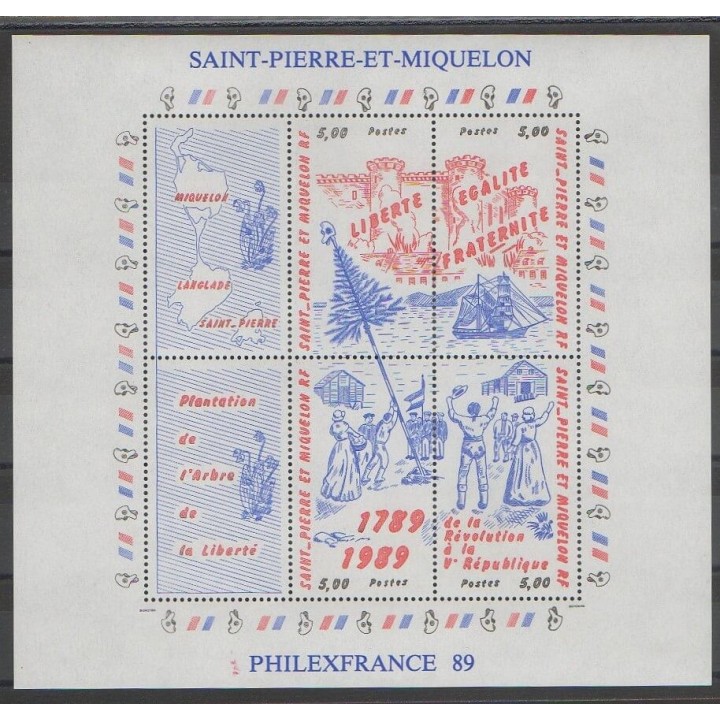 Timbres - Saint-Pierre et Miquelon - Blocs et feuillets - 1989 - No BF 3 - Révolution Française