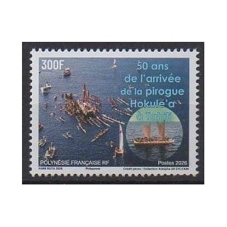 Buy this stamp of Polynesia of the year 2026 (Pirogue Hokule'a).