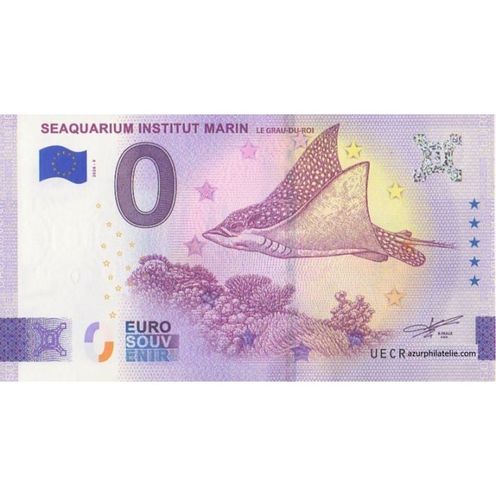 Billet souvenir touristique - 2026-9 - Seaquarium Institut Marin - La raie - (Gard)