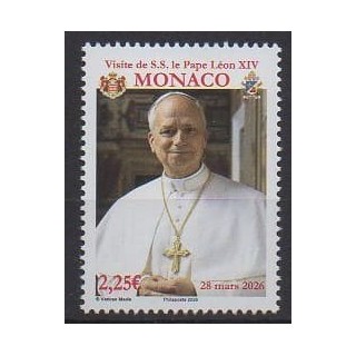 Acheter ce timbre de Monaco de l'année 2026 (Visite de Léon XIV).