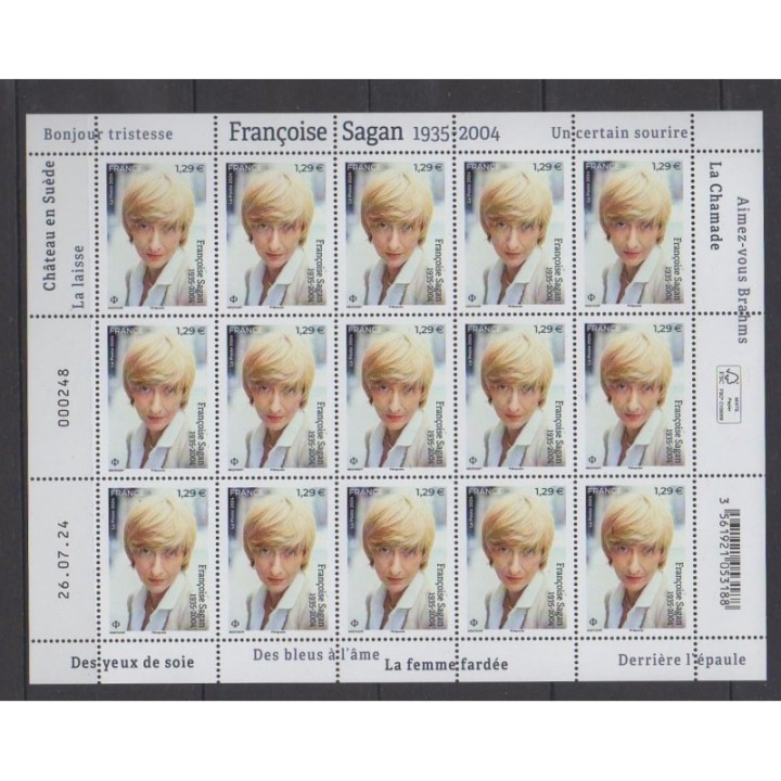 Buy this souvenir sheet  of France of the year 2024 (Nb F156 - Françoise Sagan).