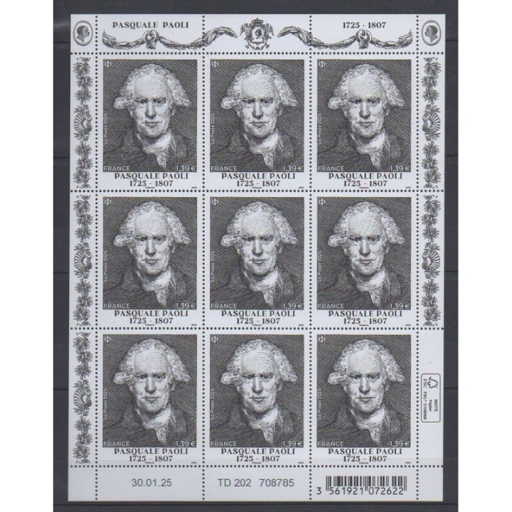 Buy this souvenir sheet  of France of the year 2025 (Nb F177 - Pasquale Paoli).
