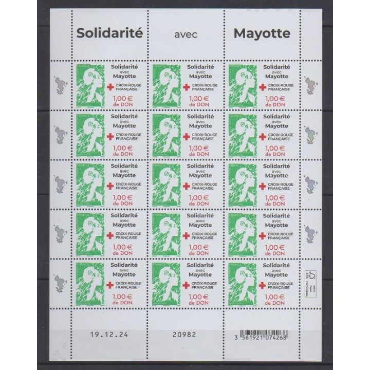 Buy this souvenir sheet  of France of the year 2025 (Nb F166 - Solidarité avec Mayotte).