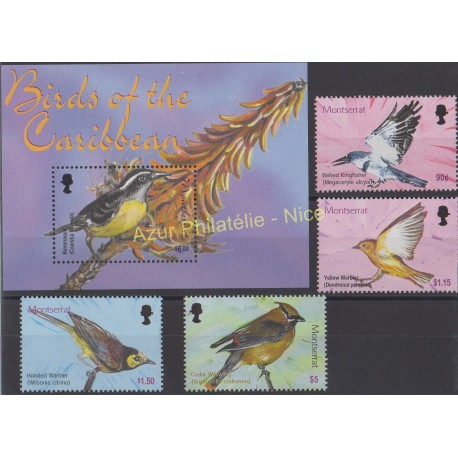 Timbres - Thème oiseaux - Montserrat - 2003 - No 1112/1115 - BF 96