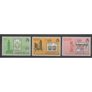 Timbres - Anguilla - 1980 - No 358/360 - Timbres sur timbres - Expositions