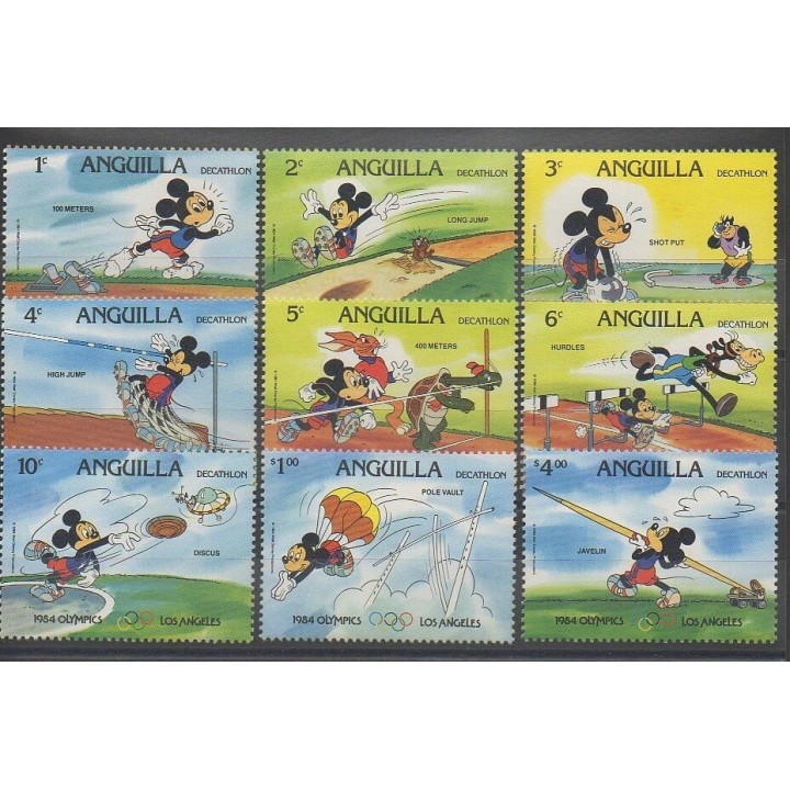 Timbres - Anguilla - 1984 - No 524/532 - Walt Disney - Jeux olympiques dété