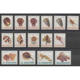 Timbres - Singapour - 1977 - No 262/274 - 263a - 264a - Coquillages - Poissons
