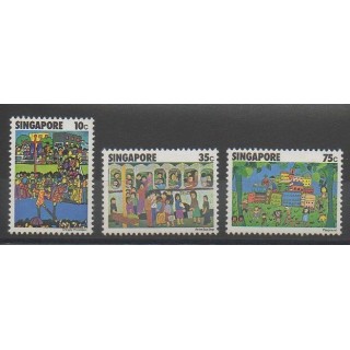 Timbres - Singapour - 1977 - No 284/286 - Dessins d'enfants