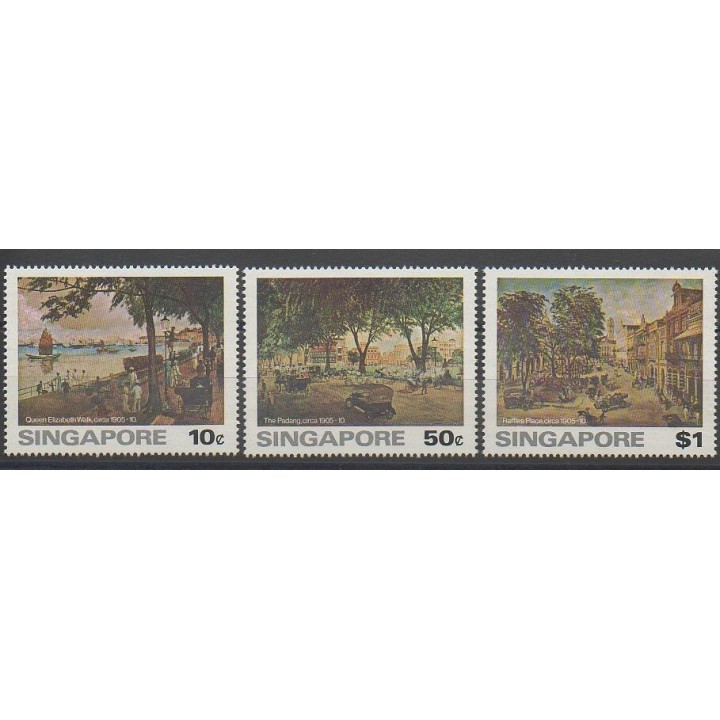 Timbres - Singapour - 1976 - No 253/255 - Peinture