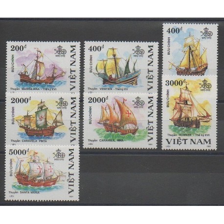 Vietnam - 1991 - No 1183/1189 - Christophe Colomb - Bateaux