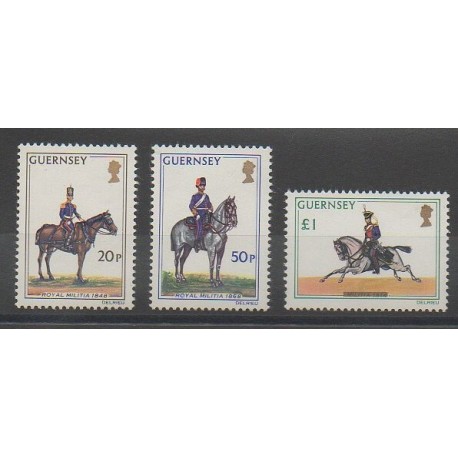 Guernsey - 1975 - Nb 113/115 - Horses - Military history