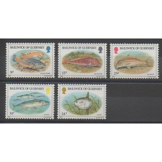 Stamps - Guernsey - 1985 - Nb 316/320 - Fishes
