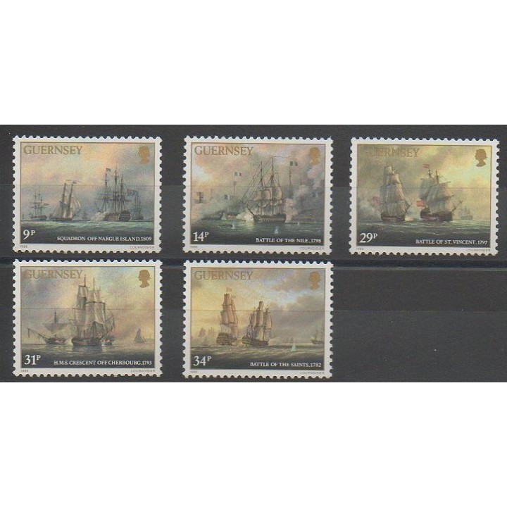 Timbres - Guernesey - 1986 - No 354/358 - Bateaux