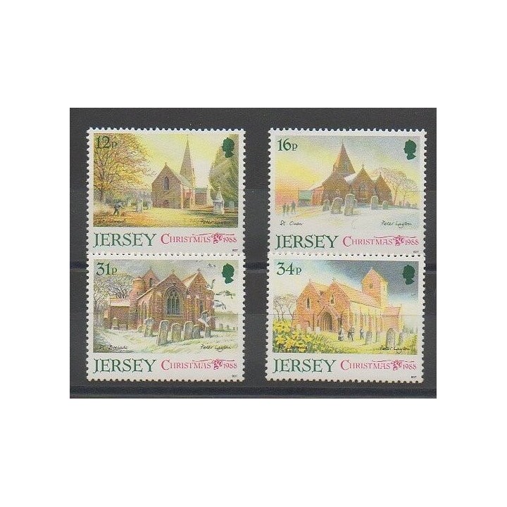 Timbres - Jersey - 1988 - No 447/450 - Églises