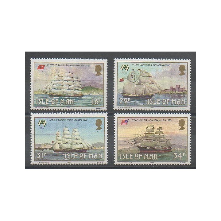 Timbres - Man (Ile de) - 1988 - No 371/374 - Bateaux