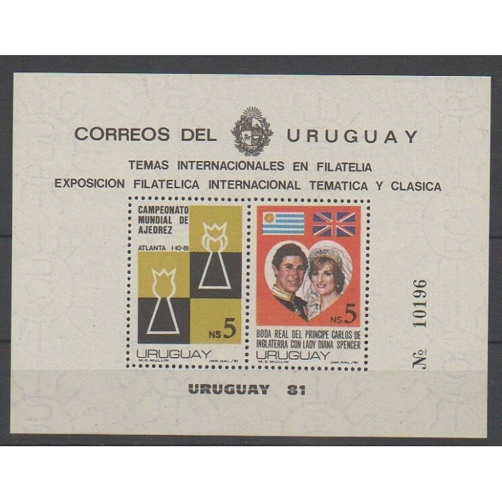Timbres - Uruguay - 1981 - No BI52 - Échecs