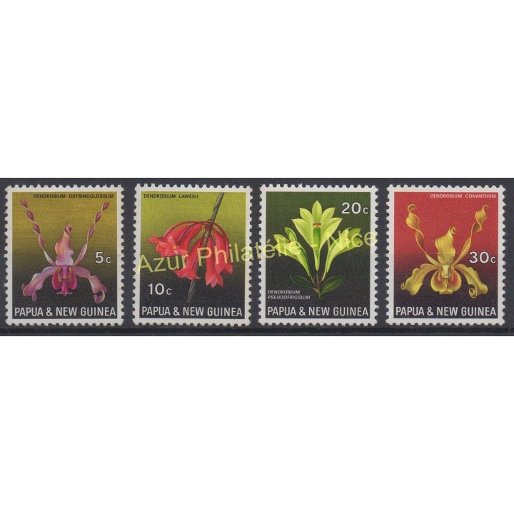 Timbres - Thème orchidées - Papouasie-Nouvelle-Guinée - 1969 - No 160/163