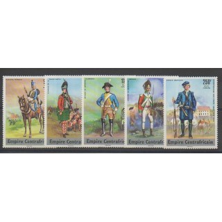 Timbres - Centrafricaine (République) - 1977 - No PA170/PA174 - Costumes Uniformes