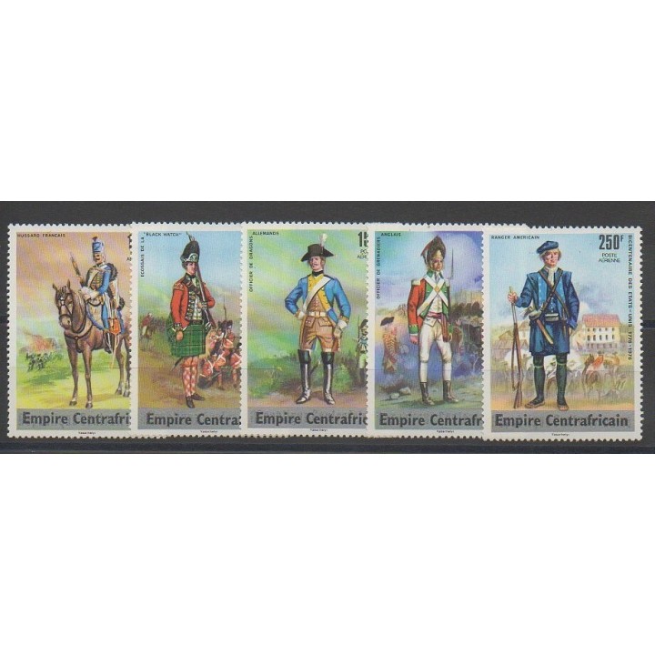 Timbres - Centrafricaine (République) - 1977 - No PA170/PA174 - Costumes Uniformes