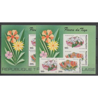 Timbres - Togo - 1975 - No PA244/PA245 - BF85/BF85a - Fleurs
